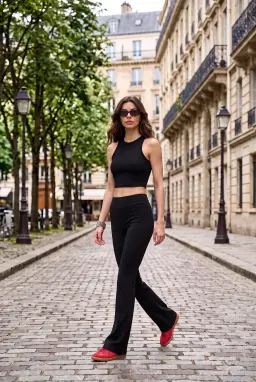 Crop Top mit Stehkragen Viskose-Mischung Ärmellos — Schwarz