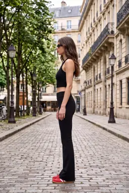 Crop Top mit Stehkragen Viskose-Mischung Ärmellos — Schwarz