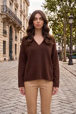 Högtoppade Konstläder Tights med Slits Kamel