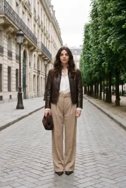 Hoge Taille Geplooide Wijde Broek Taupe