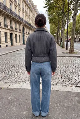Chaqueta Corta Estampada con Cremallera