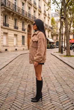Oversize Bej Peluş Ceket