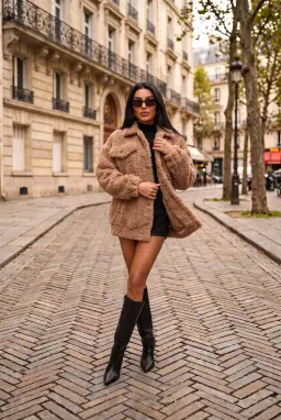 Oversize Bej Peluş Ceket