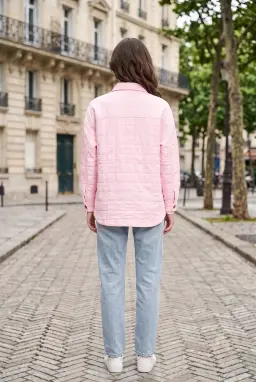 Rosa strukturierte Hemd mit Taschen