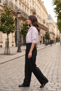Gestreepte Katoenen Blouse met Knoopjes en Zak