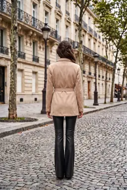 Camisa-Jaqueta Bege com Cinto e Bolsos Senhora - XL