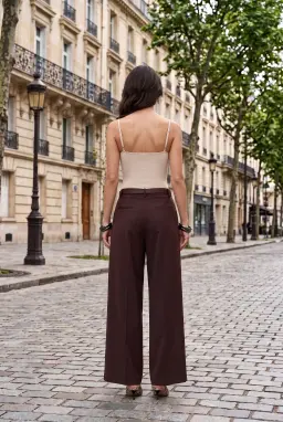 Áo Bodysuit Hai Dây Màu Be Nhún Ngực Dáng Ôm Cho Nữ