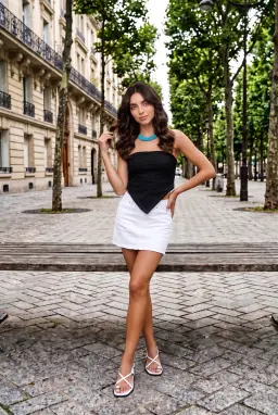 Top Cropped Bandeau Feminino Jeans Preta Lavada com Amarração nas Costas