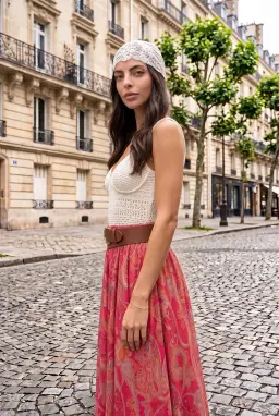 Boho Chiffon Maxirock mit Paisley-Muster Damen Mehrfarbig