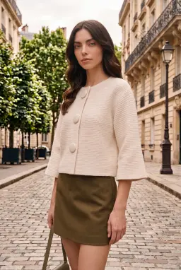 Cárdigan de punto de murciélago con detalle de botones para mujer — Blanco