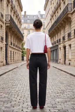 Camiseta Corta Mujer Estampado Cadena Algodón Corte Relajado — Blanco