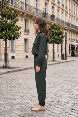 Women's Checked Balloon 2-Piece Set Hooded Zip-Up Tracksuit Multi