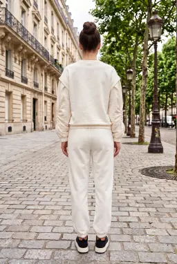 Damen Ecru Loungewear Set mit Fallschirmeinsatz-Ärmeln