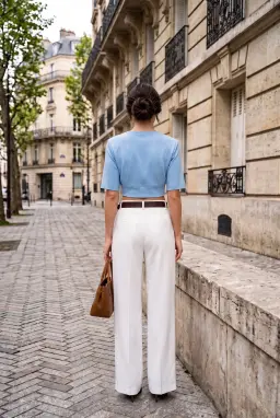 Damen Crop-T-Shirt im Korsett-Stil mit kurzen Ärmeln — Blau
