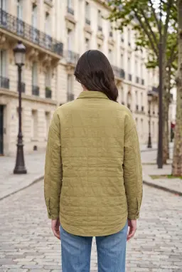 Camicia Kaki Testurizzata con Dettagli Tasche da Donna