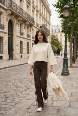 Suéter de Malha Oversize com Manga Morcego para Mulher Creme — Branco