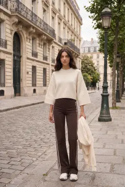 Suéter de Malha Oversize com Manga Morcego para Mulher Creme — Branco