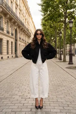 جاكيت بومبر نسائي واسع بتصميم شمواه - أسود