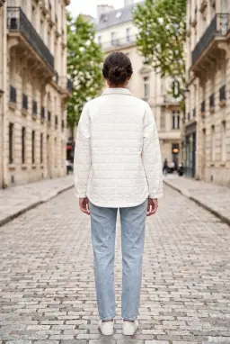 Sobrecamisa Texturizada Oversize Mulher Cru com Bolsos