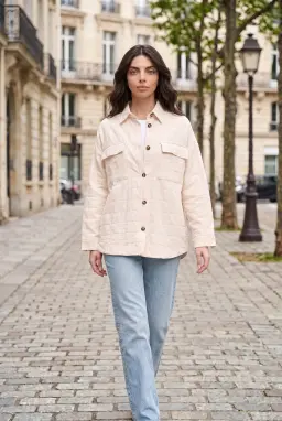 Damen Oversize Strukturiertes Hemd mit Brusttaschen - Stein