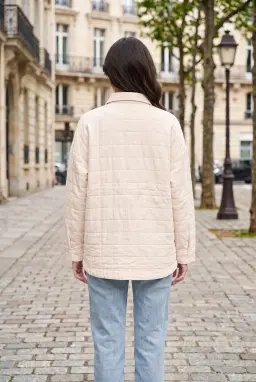 Damen Oversize Strukturiertes Hemd mit Brusttaschen - Stein
