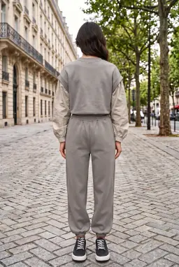 Bộ đồ mặc nhà nữ vải modal tay áo dù màu kaki