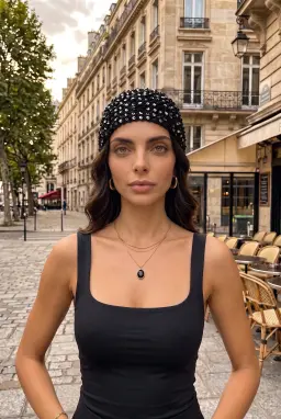 Gorro de Malha com Lantejoulas para Mulher — Preto
