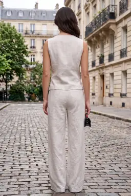 Colete de Alfaiataria 100% Algodão para Mulher — Branco