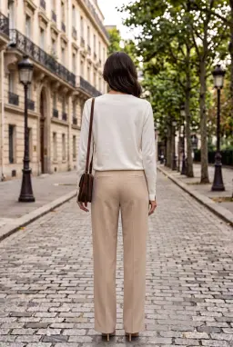 Suéter de Malha com Decote em V e Punhos com Botões para Mulher — Branco